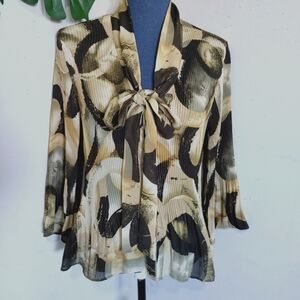 Serenade Airy Flowy Button Down Blouse Top